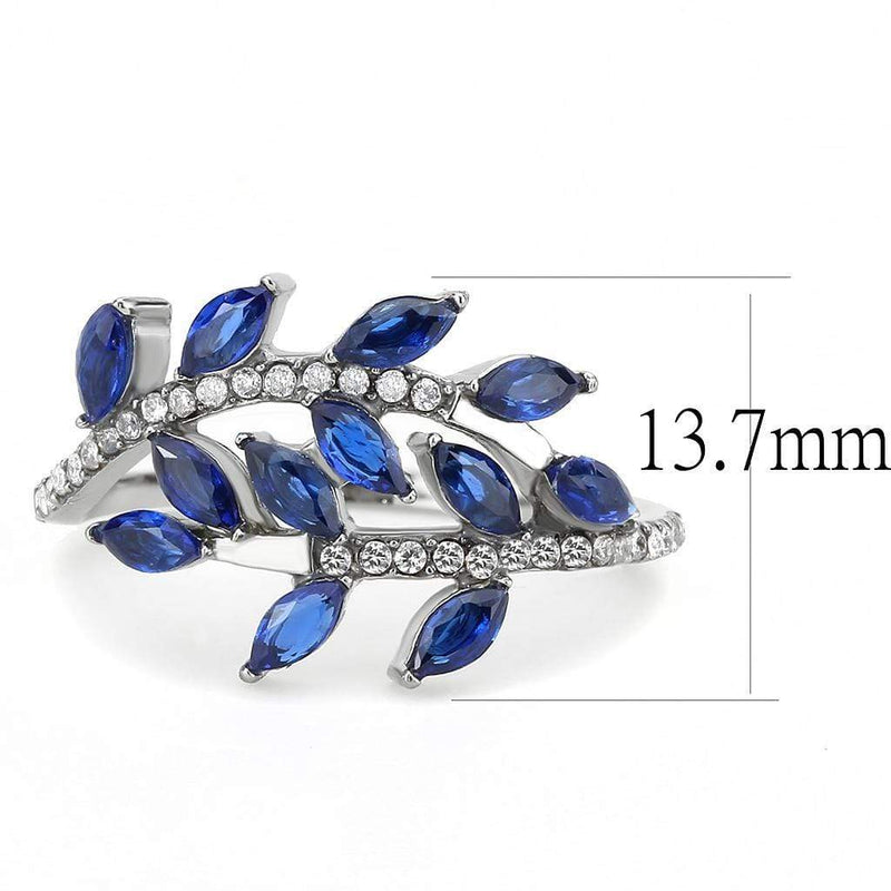 Silver Jewelry Rings Stainless Steel Rings DA274 Stainless Steel Ring with Synthetic in London Blue Alamode Fashion Jewelry Outlet