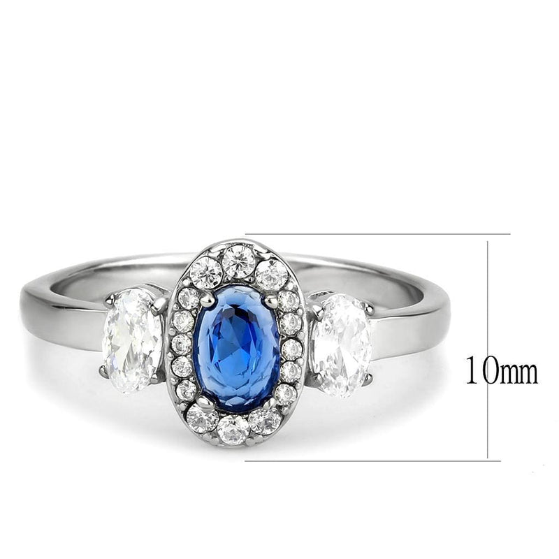 Silver Jewelry Rings Stainless Steel Rings DA337 Stainless Steel Ring in London Blue Alamode Fashion Jewelry Outlet