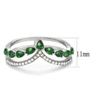 Silver Jewelry Rings Stainless Steel Rings DA347 Stainless Steel Ring with Synthetic in Emerald Alamode Fashion Jewelry Outlet