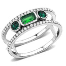 Silver Jewelry Rings Stainless Steel Rings DA348 Stainless Steel Ring with Synthetic in Emerald Alamode Fashion Jewelry Outlet