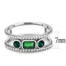 Silver Jewelry Rings Stainless Steel Rings DA348 Stainless Steel Ring with Synthetic in Emerald Alamode Fashion Jewelry Outlet