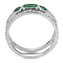 Silver Jewelry Rings Stainless Steel Rings DA348 Stainless Steel Ring with Synthetic in Emerald Alamode Fashion Jewelry Outlet