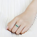 Silver Jewelry Rings Stainless Steel Rings DA348 Stainless Steel Ring with Synthetic in Emerald Alamode Fashion Jewelry Outlet