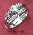 Silver Jewelry Rings Sterling Silver 5MM Round Cubic Zirconia Wedding Ring Set With Insert JadeMoghul Inc.