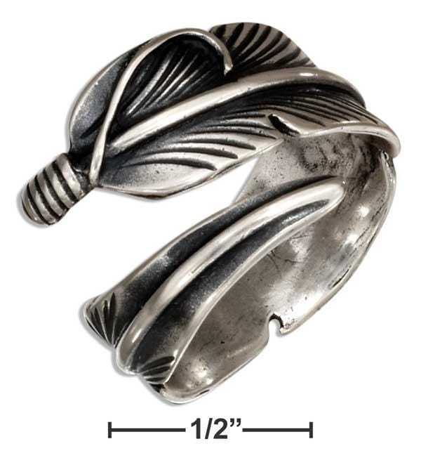 Silver Jewelry Rings Sterling Silver Adjustable Wrap Feather Ring JadeMoghul