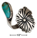 Silver Jewelry Rings Sterling Silver Adjustable Wrap Flower Ring With Green Reconstituted Turquoise JadeMoghul