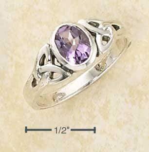 Silver Jewelry Rings Sterling Silver Amethyst Celtic Trinity Knot Ring JadeMoghul Inc.