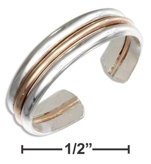 Silver Jewelry Rings Sterling Silver And 12 Karat Gold Filled Triple Band Toe Ring JadeMoghul Inc.