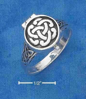 Silver Jewelry Rings Sterling Silver Antiqued Celtic Knot Poison Ring JadeMoghul Inc.