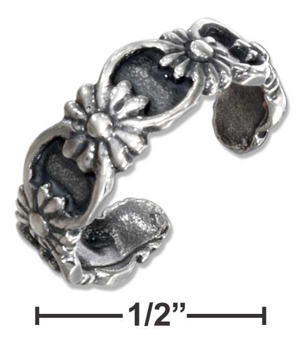 Silver Jewelry Rings STERLING SILVER ANTIQUED DAISIES TOE RING JadeMoghul