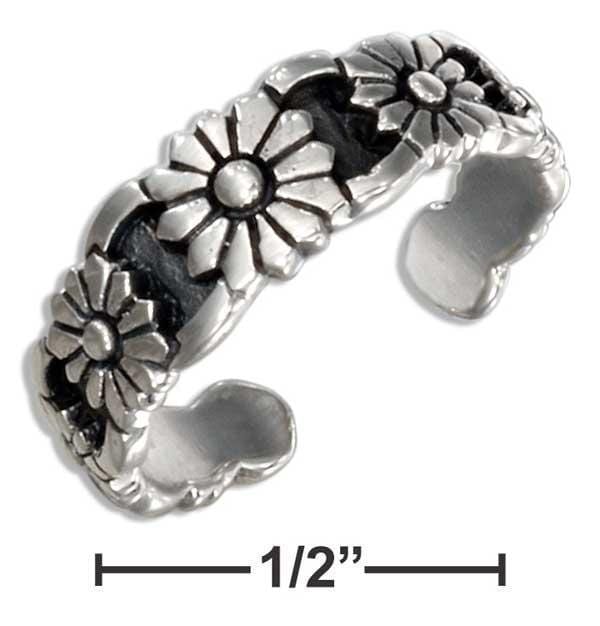 Silver Jewelry Rings STERLING SILVER ANTIQUED DAISIES TOE RING JadeMoghul