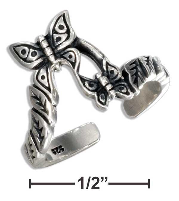 Silver Jewelry Rings STERLING SILVER ANTIQUED DOUBLE BUTTERFLY TOE RING JadeMoghul