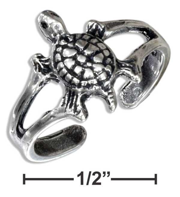 Silver Jewelry Rings STERLING SILVER ANTIQUED TURTLE TOE RING WITH SPLIT SHANK JadeMoghul