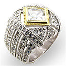 Sterling Silver Cubic Zirconia Ring 32827 Reverse Two-Tone 925 Sterling Silver Ring & CZ