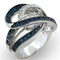 Sterling Silver Cubic Zirconia Ring 37711 Rhodium + Ruthenium Silver Ring