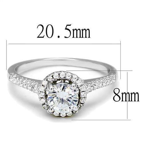 Sterling Silver Cubic Zirconia Ring 3W1386 Rhodium 925 Sterling Silver Ring