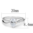 Sterling Silver Cubic Zirconia Ring 3W1389 Rhodium 925 Sterling Silver Ring