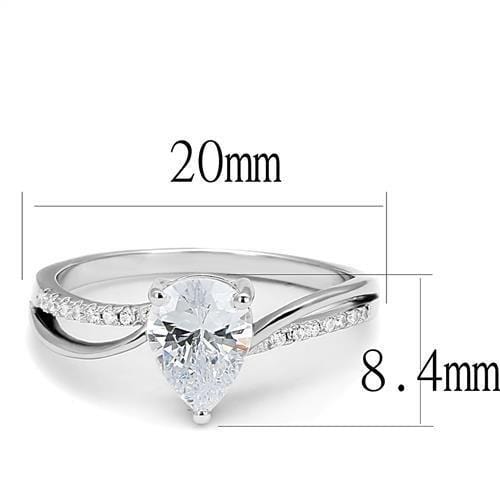 Sterling Silver Cubic Zirconia Ring 3W1389 Rhodium 925 Sterling Silver Ring