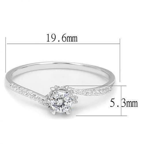 Sterling Silver Cubic Zirconia Ring 3W1392 Rhodium 925 Sterling Silver Ring