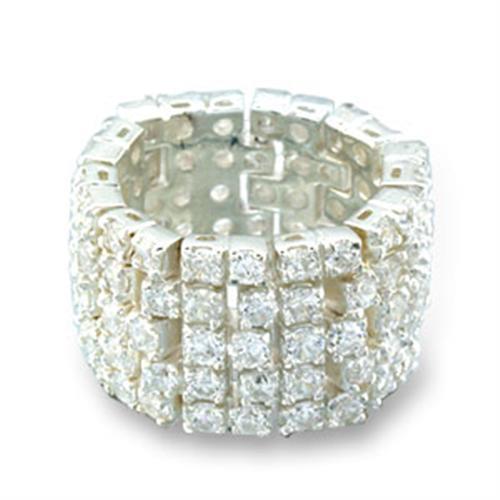 Silver Jewelry Rings Sterling Silver Cubic Zirconia Ring 41003 - 925 Sterling Silver Ring Alamode Fashion Jewelry Outlet