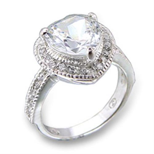 Silver Jewelry Rings Sterling Silver Cubic Zirconia Ring 413414 - 925 Sterling Silver Ring Alamode Fashion Jewelry Outlet