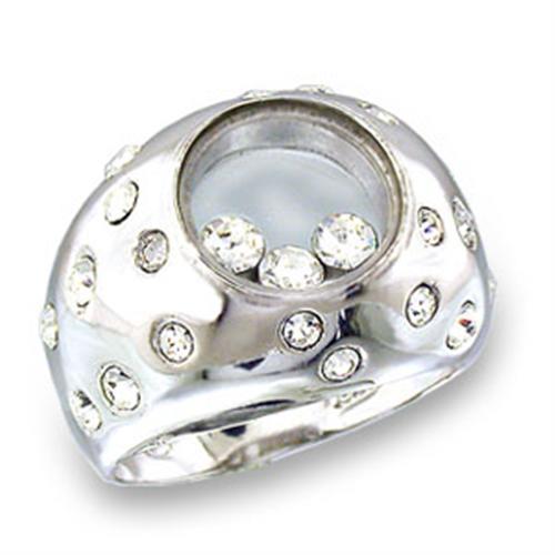 Silver Jewelry Rings Sterling Silver Cubic Zirconia Ring 49709 - 925 Sterling Silver Ring with Crystal Alamode Fashion Jewelry Outlet