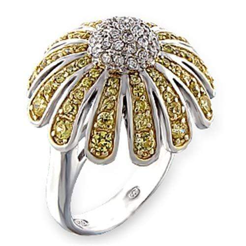 Silver Jewelry Rings Sterling Silver Cubic Zirconia Ring 51017 Reverse Two-Tone 925 Sterling Silver Ring & CZ Alamode Fashion Jewelry Outlet