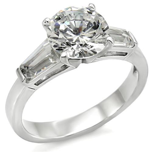 Silver Jewelry Rings Sterling Silver Cubic Zirconia Ring 61110 - 925 Sterling Silver Ring Alamode Fashion Jewelry Outlet