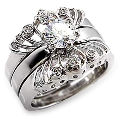 Silver Jewelry Rings Sterling Silver Cubic Zirconia Ring 62014 - 925 Sterling Silver Ring Alamode Fashion Jewelry Outlet