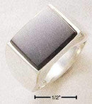 Sterling Silver Men'S Rectangular Obsidian Ring