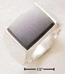 Silver Jewelry Rings Sterling Silver Men'S Rectangular Obsidian Ring JadeMoghul Inc.