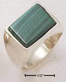 Silver Jewelry Rings Sterling Silver Men'S Rectangular Simulated Malachite Ring JadeMoghul Inc.