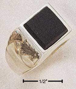 Silver Jewelry Rings Sterling Silver Men'S Square Obsidian Ring JadeMoghul Inc.