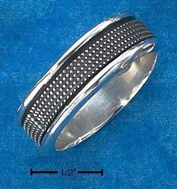 Silver Jewelry Rings Sterling Silver Mens Antiqued Worry Ring With Beaded Spinning Band JadeMoghul Inc.