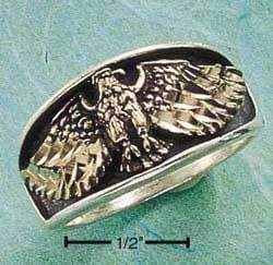 Silver Jewelry Rings Sterling Silver Mens Bronze Eagle With Spread Wings Band Ring JadeMoghul Inc.