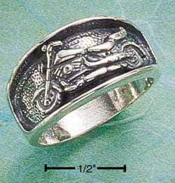 Silver Jewelry Rings Sterling Silver Mens Motorcycle Band Ring JadeMoghul Inc.