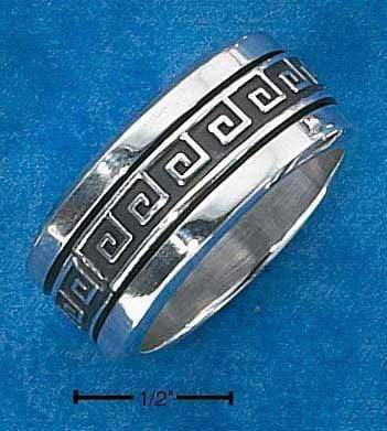 Silver Jewelry Rings Sterling Silver Mens Worry Ring With Greek Key Spinning Band JadeMoghul Inc.