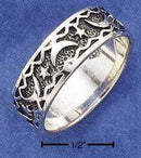 Silver Jewelry Rings Sterling Silver Moon And Star Band Ring With Antiqued Inset JadeMoghul Inc.