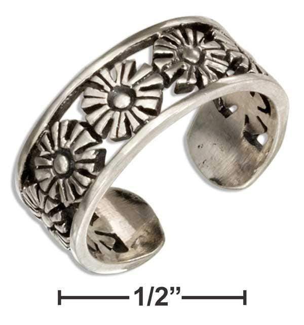 Silver Jewelry Rings Sterling Silver Open Daisy Flowers Toe Ring JadeMoghul