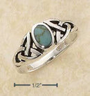 Silver Jewelry Rings Sterling Silver Oval Simulated Turquoise Ring With Celtic Knots Shank JadeMoghul Inc.