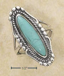 Silver Jewelry Rings Sterling Silver Oval Simulated Turquoise Ring With Rope And Beaded Edging JadeMoghul Inc.