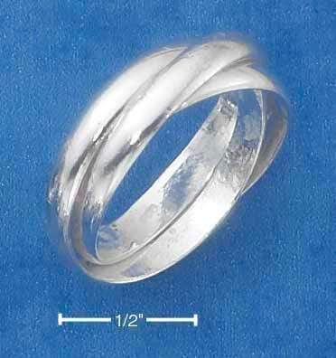 Silver Jewelry Rings Sterling Silver Ring:  3mm High Polish Three Band Slide Ring JadeMoghul