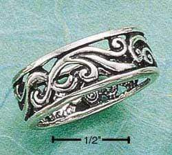 Silver Jewelry Rings Sterling Silver Ring:  Antiqued Cutout Swirls Band Ring JadeMoghul