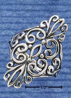 Silver Jewelry Rings Sterling Silver Ring:  Antiqued Long Filigree Ring JadeMoghul