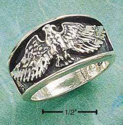 Silver Jewelry Rings Sterling Silver Ring:  Eagle With Spread Wings Band Ring JadeMoghul