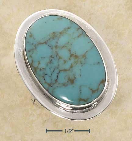 Silver Jewelry Rings Sterling Silver Ring:  Extra Large Bezel Set Oval Simulated Turquoise Ring JadeMoghul Inc.