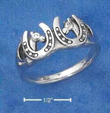 Silver Jewelry Rings Sterling Silver Ring:  Horseshoes And Horse Heads Ring JadeMoghul