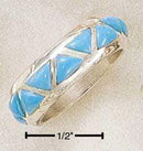 Silver Jewelry Rings Sterling Silver Ring:  Inverted Reconstituted Turquoise Triangles Wedding Band Ring JadeMoghul