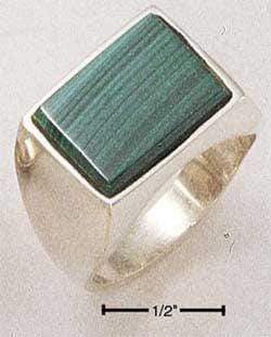 Silver Jewelry Rings Sterling Silver Ring:  Men's Rectangular Simulated Malachite Ring JadeMoghul