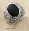 Silver Jewelry Rings Sterling Silver Ring:  Mens Oval Simulated Onyx Tapered Scrolled Floral Band Ring JadeMoghul